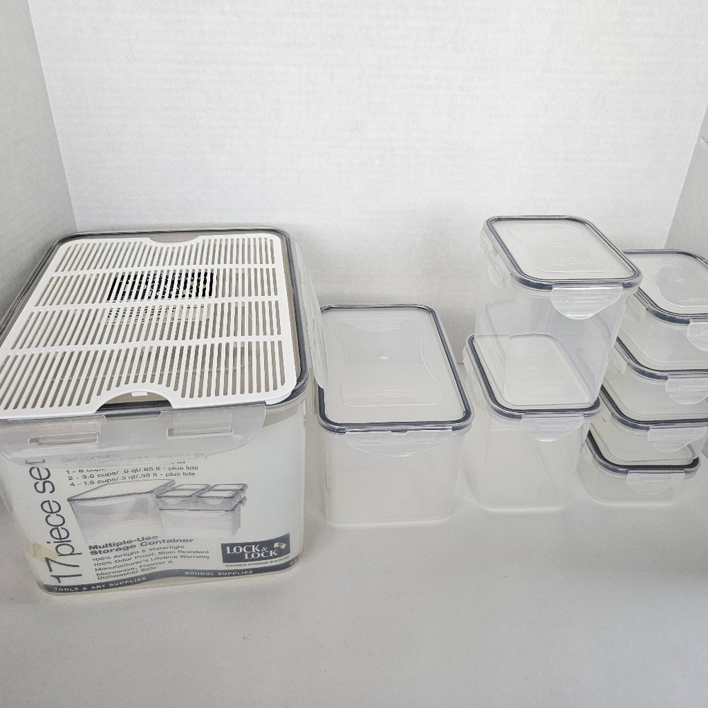 Lock & Lock Set Of 17 Multi-Use Nesting Storage Containers & Lids Vintage NOS - Picture 12 of 14
